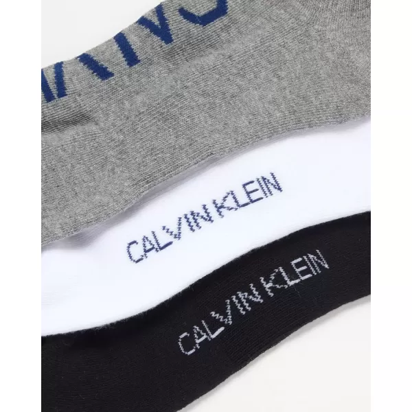 imageCalvin Klein Mens Socks  No Show Sneaker Liner Socks 3 PairsBlackWhiteGrey