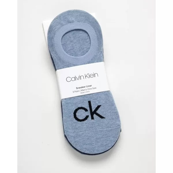 imageCalvin Klein Mens Socks  No Show Sneaker Liner Socks 3 PairsBlue