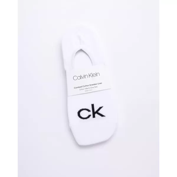 imageCalvin Klein Mens Socks  No Show Sneaker Liner Socks 3 PairsWhite  Low