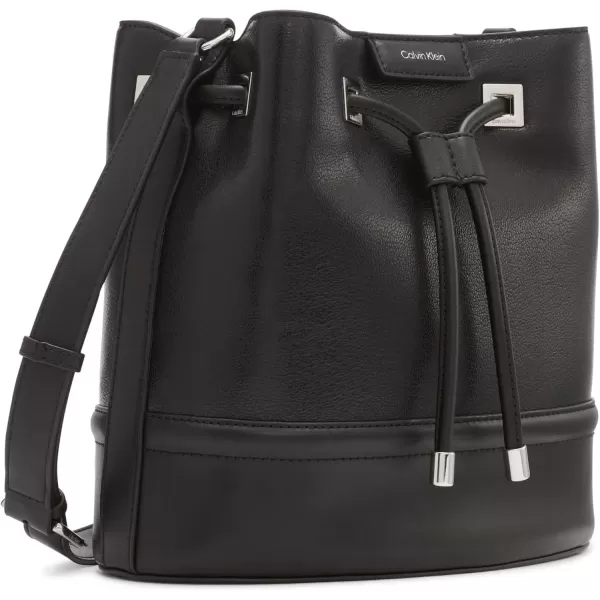 imageCalvin Klein Womens Ash Crossbody Bag  Vegan Leather Monogram 2 PocketsBlackSilver