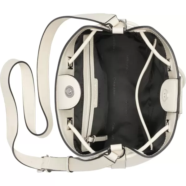 imageCalvin Klein Womens Ash Crossbody Bag  Vegan Leather Monogram 2 PocketsCherub White
