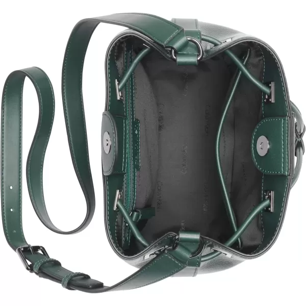 imageCalvin Klein Womens Ash Crossbody Bag  Vegan Leather Monogram 2 PocketsDeep Forest