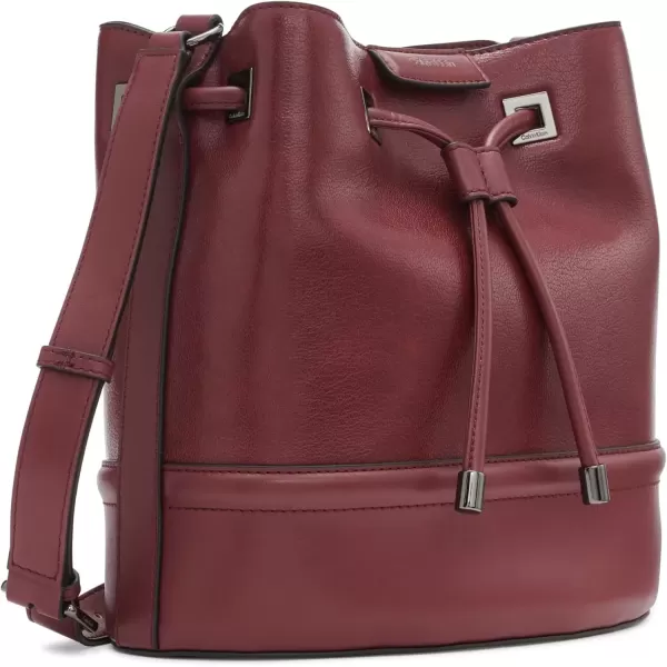 imageCalvin Klein Womens Ash Crossbody Bag  Vegan Leather Monogram 2 PocketsDeep Rouge