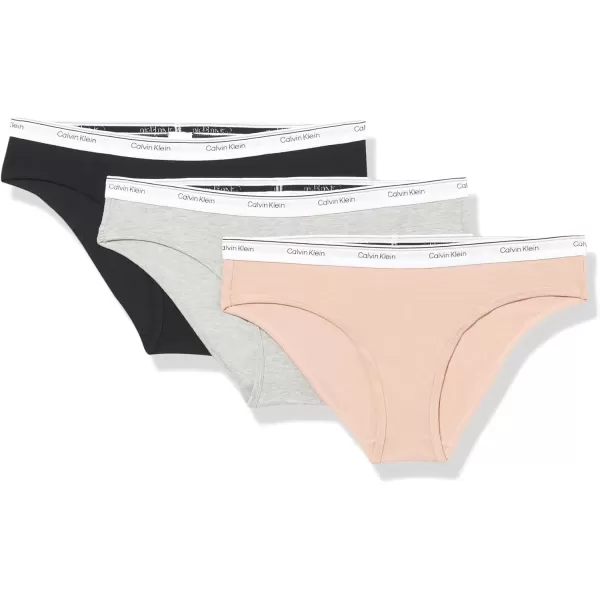 imageCalvin Klein Womens Balance Cotton Stretch Bikini Panties 3 PackBlack Cedar  Grey Heather