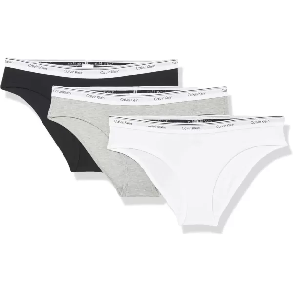 imageCalvin Klein Womens Balance Cotton Stretch Bikini Panties 3 PackBlack White Grey Heather