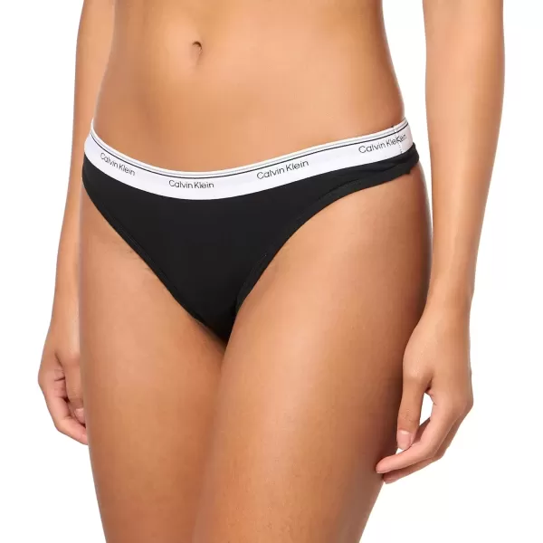 imageCalvin Klein Womens Balance Cotton Stretch Thong Panties 3 PackBlack Grey Heather Kells Green