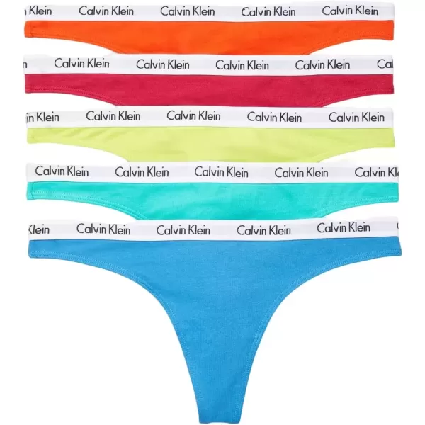 imageCalvin Klein Womens Carousel Logo Pride Cotton Stretch Thong Panties MultipackCherry TomatoPersian RedLemon LimeAqua GreenBlue Ambience