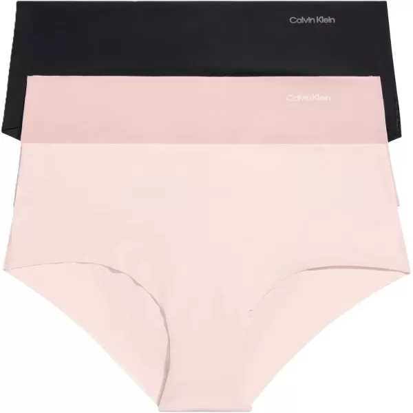 imageCalvin Klein Womens Invisibles Hipster Multipack PantyBlack W Smoke Logo Subdued W Ivory Logo Prairie Peach