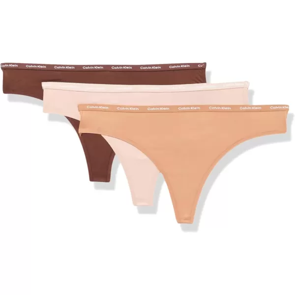 imageCalvin Klein Womens Luxe Comfort Micro Stretch Thong Panties 3 PackUmber  Cedar  Sandalwood