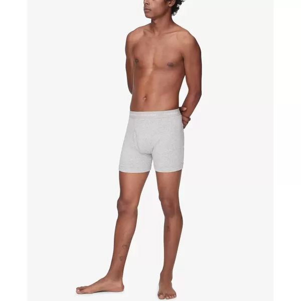 imageCalvin Klein Mens Cotton Classics 5Pack Boxer Brief2 Black  2 Heather Grey  1 White