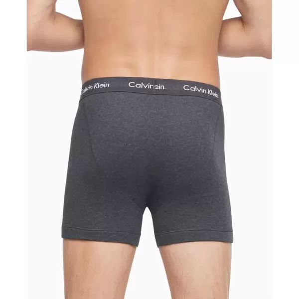 imageCalvin Klein Mens Cotton Classics 5Pack Boxer Brief2 Blue Shadow Body WBlue Shadow Waistband  2 Charcoal Heather Body WCharcoal Heather Waistband  1 Black Body WBlack Waistband