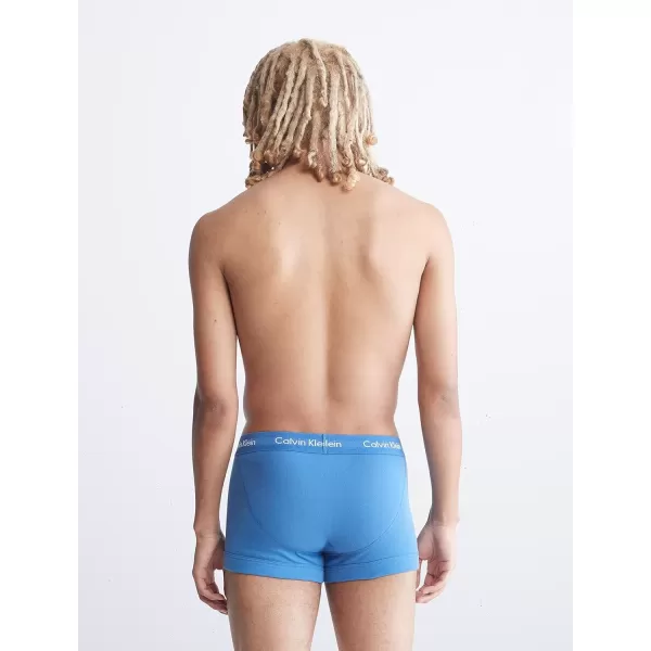 imageCalvin Klein Mens Cotton Classics 7Pack Trunk3 Blue Depths  2 Boardwalk Blue  2 Water Reflection