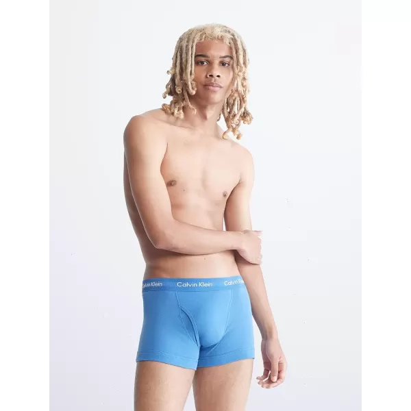 imageCalvin Klein Mens Cotton Classics 7Pack Trunk3 Blue Depths  2 Boardwalk Blue  2 Water Reflection