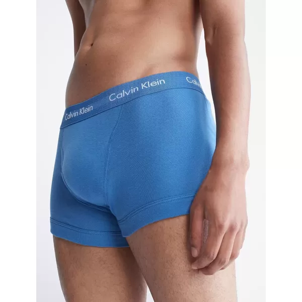 imageCalvin Klein Mens Cotton Classics 7Pack Trunk3 Blue Depths  2 Boardwalk Blue  2 Water Reflection