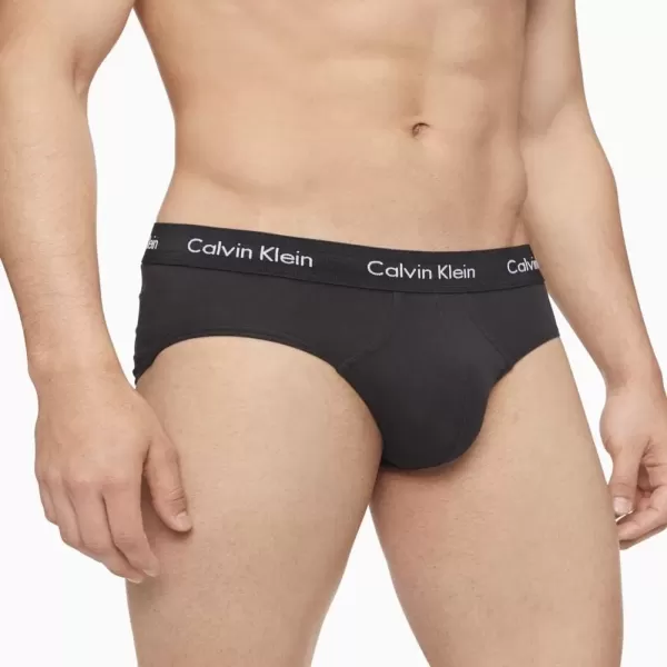 imageCalvin Klein Mens Cotton Stretch 3Pack Brief1 Black 1 Blue Shadow 1 Cobalt Water