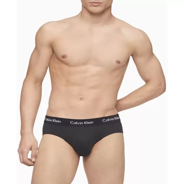 imageCalvin Klein Mens Cotton Stretch 3Pack Brief1 Black 1 Blue Shadow 1 Cobalt Water