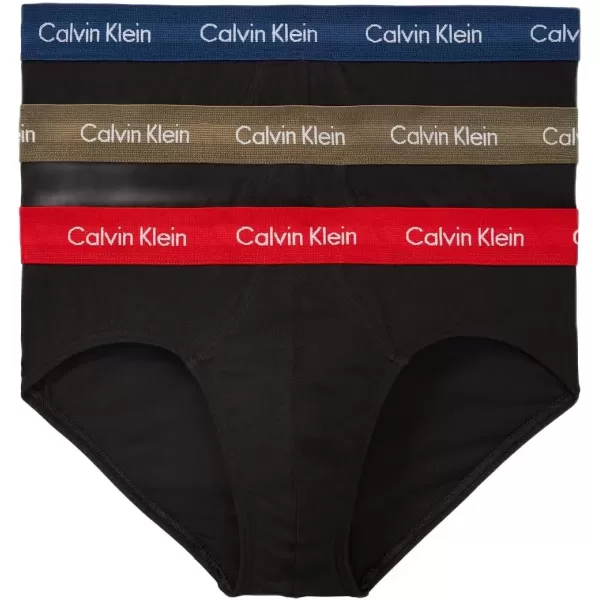 imageCalvin Klein Mens Cotton Stretch 3Pack BriefBlack Bodies W Aspen  Berry Sangria  Lake Crest Blue Wbs