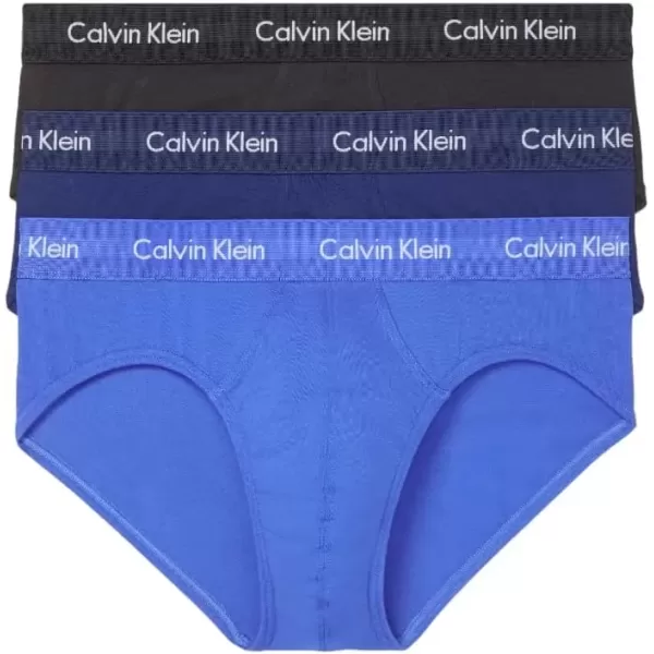 imageCalvin Klein Mens Cotton Stretch 3Pack BriefBlackBlueCobalt