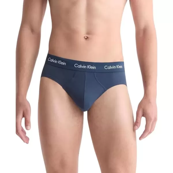 imageCalvin Klein Mens Cotton Stretch 3Pack BriefConvoy  Juneberry  Navy Stone