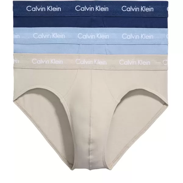 imageCalvin Klein Mens Cotton Stretch 3Pack BriefNew Navy  Vintage Khaki  Troposphere