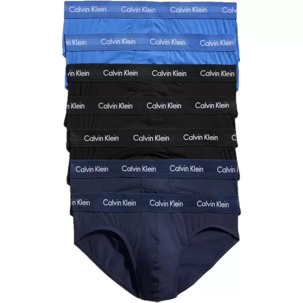 imageCalvin Klein Mens Cotton Stretch 7Pack Hip Brief3 Black  2 Blue Shadow  2 Cobalt Water