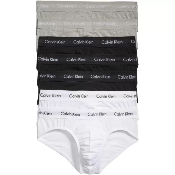 imageCalvin Klein Mens Cotton Stretch 7Pack Hip Brief3 Black  2 Grey Heather  2 White