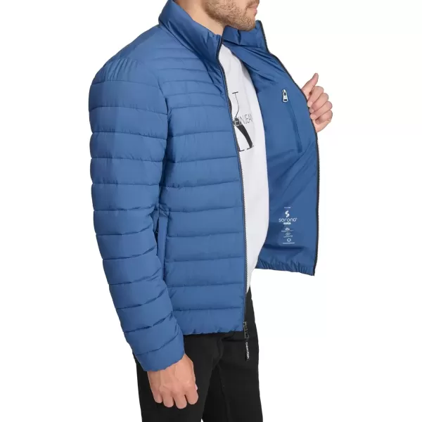 imageCalvin Klein Mens Full Zip Down Puffer CoatPackable Denim Blue