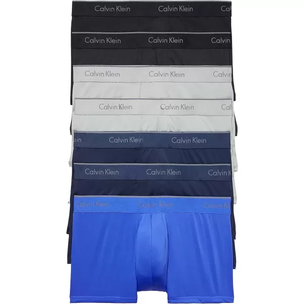 imageCalvin Klein Mens Microfiber Stretch 7Pack Low Rise Trunks2 Black  2 Blue Shadow  2 Medium Grey  1 Cobalt Water