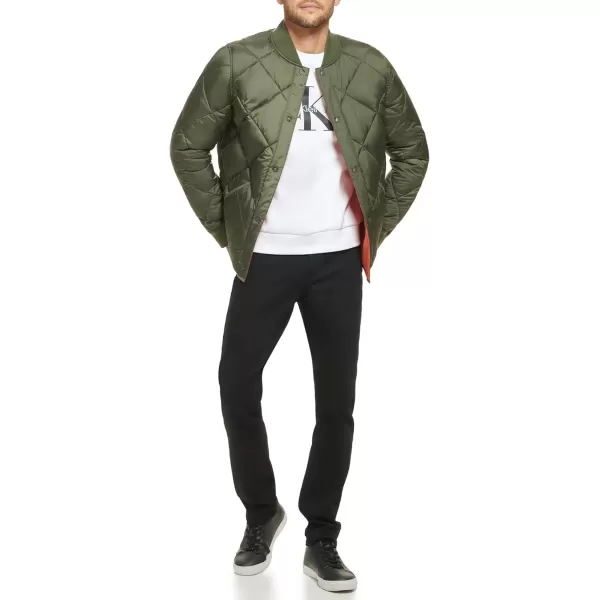 imageCalvin Klein Mens Reversible Diamond Quilted JacketReversible Olive