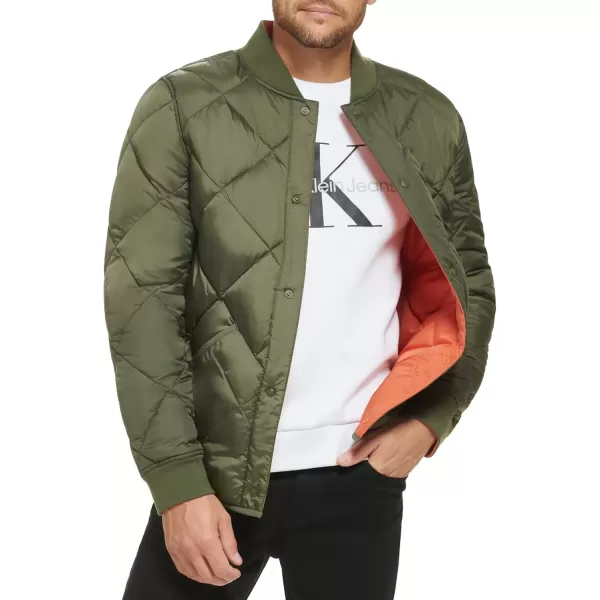 imageCalvin Klein Mens Reversible Diamond Quilted JacketReversible Olive