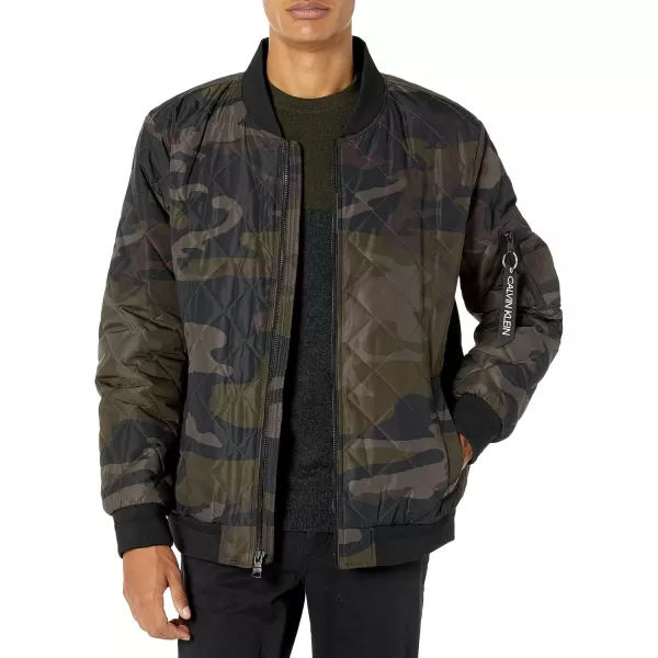 imageCalvin Klein mens Quilted Zipper Detail Flight JacketOlive Camo