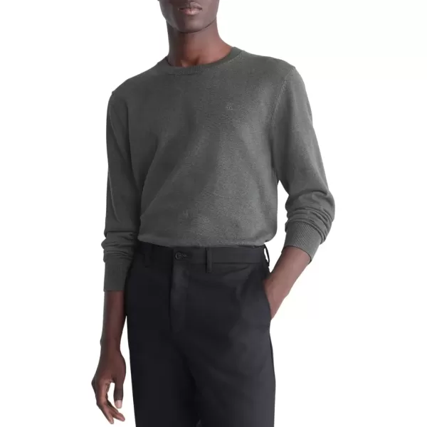 imageCalvin Klein Mens Smooth Cotton Crewneck SweaterBeluga Heather