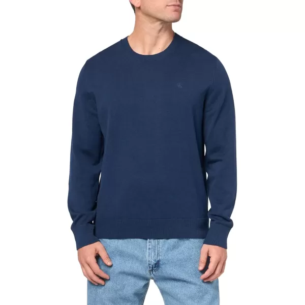 imageCalvin Klein Mens Smooth Cotton Crewneck SweaterBlueprint Heather