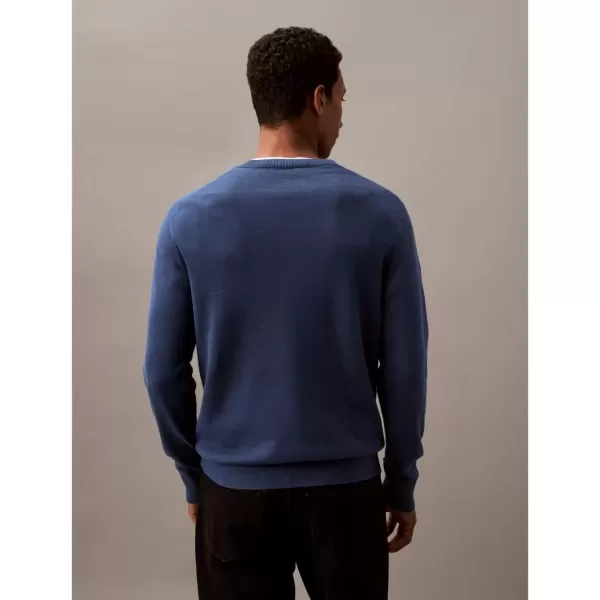 imageCalvin Klein Mens Smooth Cotton Crewneck SweaterInsignia Blue