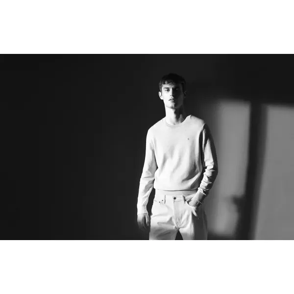 imageCalvin Klein Mens Smooth Cotton Crewneck SweaterIvory