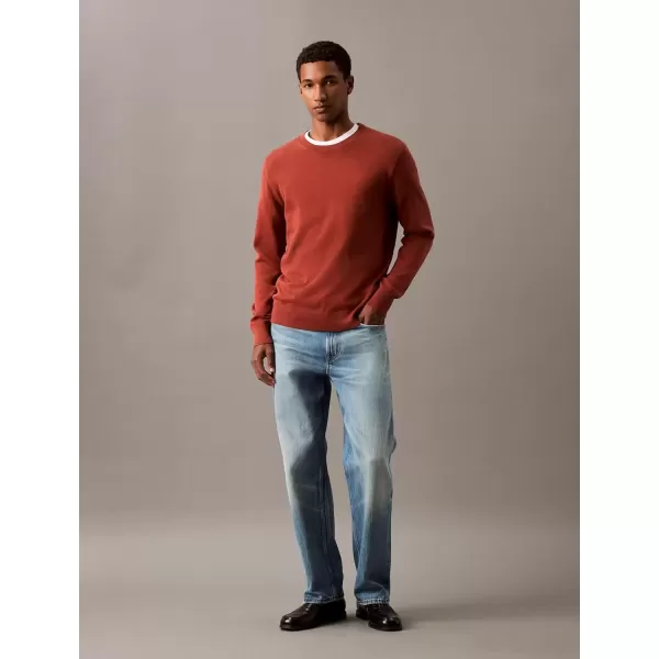 imageCalvin Klein Mens Smooth Cotton Crewneck SweaterRoasted Russet