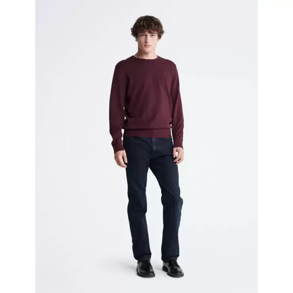 imageCalvin Klein Mens Smooth Cotton Crewneck SweaterTawny Port Heather