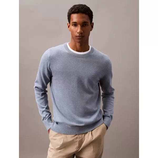 imageCalvin Klein Mens Smooth Cotton Crewneck SweaterTroposphere Heather