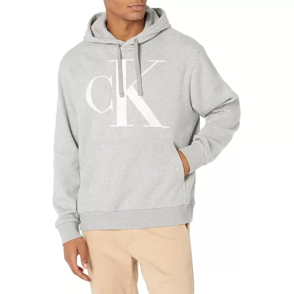 imageCalvin Klein Mens Large Monogram Logo Fleece HoodieGrey Heather