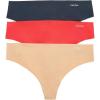 imageCalvin Klein Womens Invisibles Seamless Thong Panties 3 PackLight CaramelPower PlumBlack
