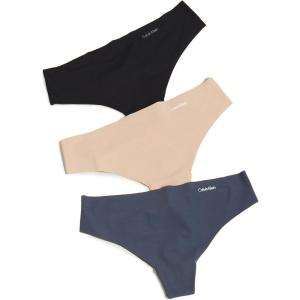 imageCalvin Klein Womens Invisibles Seamless Thong Panties 3 PackSpeakeasyLight CaramelBlack