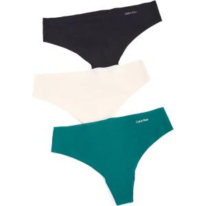 imageCalvin Klein Womens Invisibles Seamless Thong Panties 3 PackTopaz GemstoneBuff BeigeBlack