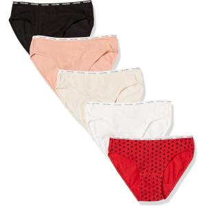 imageCalvin Klein Womens Cotton Stretch Logo Bikini Panties MultipackStar Stamp ExactTapiocaGentleBlackWhite