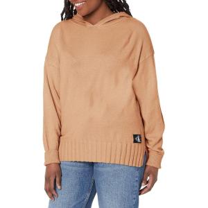 imageCalvin Klein Jeans Womens Long Puff Sleeve Hooded SweaterWheat Grain