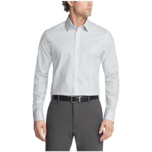 imageCalvin Klein Mens Non Iron Slim Fit Herringbone French Cuff Dress ShirtAqua Multi