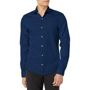 imageCalvin Klein Mens Non Iron Slim Fit Herringbone French Cuff Dress ShirtBlue Velvet