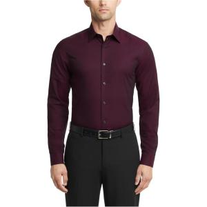 imageCalvin Klein Mens Non Iron Slim Fit Herringbone French Cuff Dress ShirtBordeaux