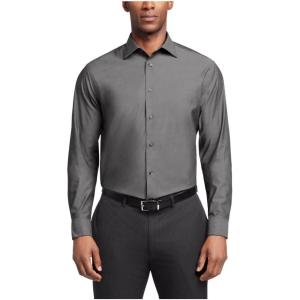 imageCalvin Klein Mens Non Iron Slim Fit Herringbone French Cuff Dress ShirtCarbon