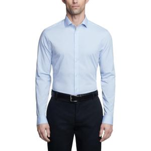 imageCalvin Klein Mens Non Iron Slim Fit Herringbone French Cuff Dress ShirtDeep Blue