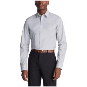 imageCalvin Klein Mens Non Iron Slim Fit Herringbone French Cuff Dress ShirtDeep Navy